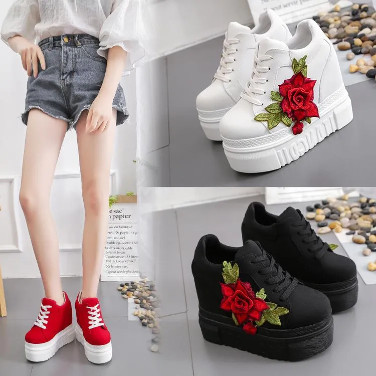 Red Rose Wedge Sneakers