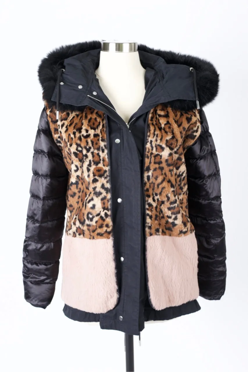 Short Fur Lined Puffer Jacket