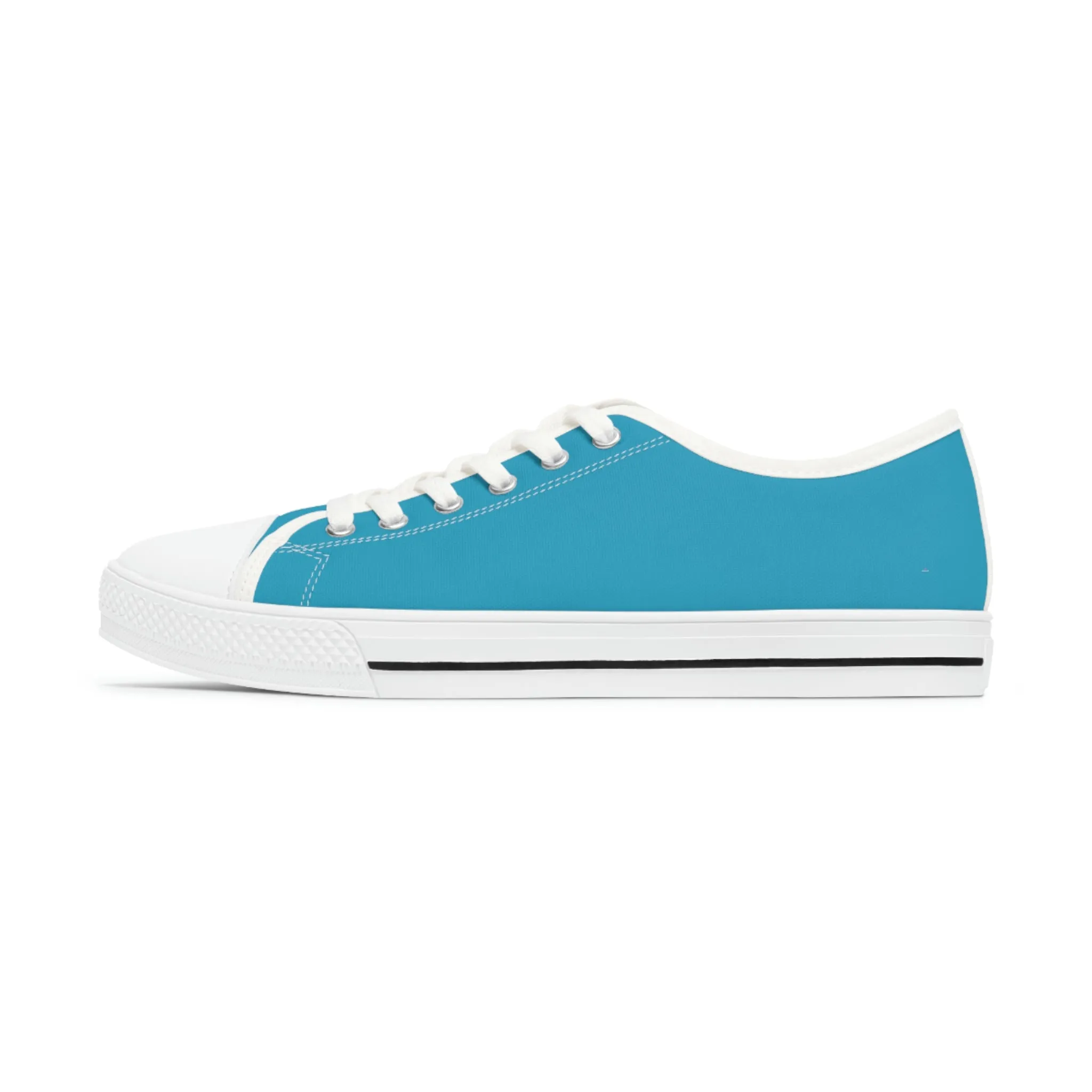 Turquoise Blue Color Ladies' Sneakers, Best Solid Blue Color Designer Women's Low Top Sneakers  (US Size: 5.5-12)