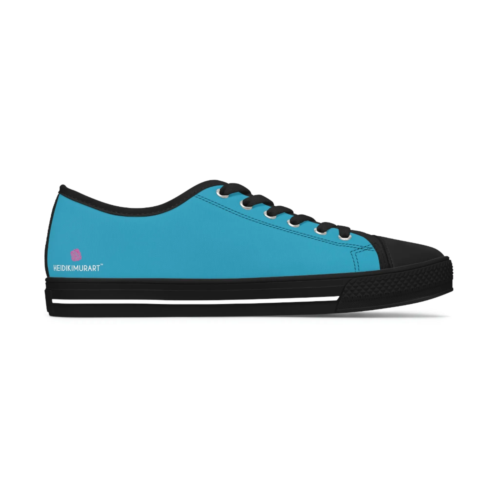 Turquoise Blue Color Ladies' Sneakers, Best Solid Blue Color Designer Women's Low Top Sneakers  (US Size: 5.5-12)