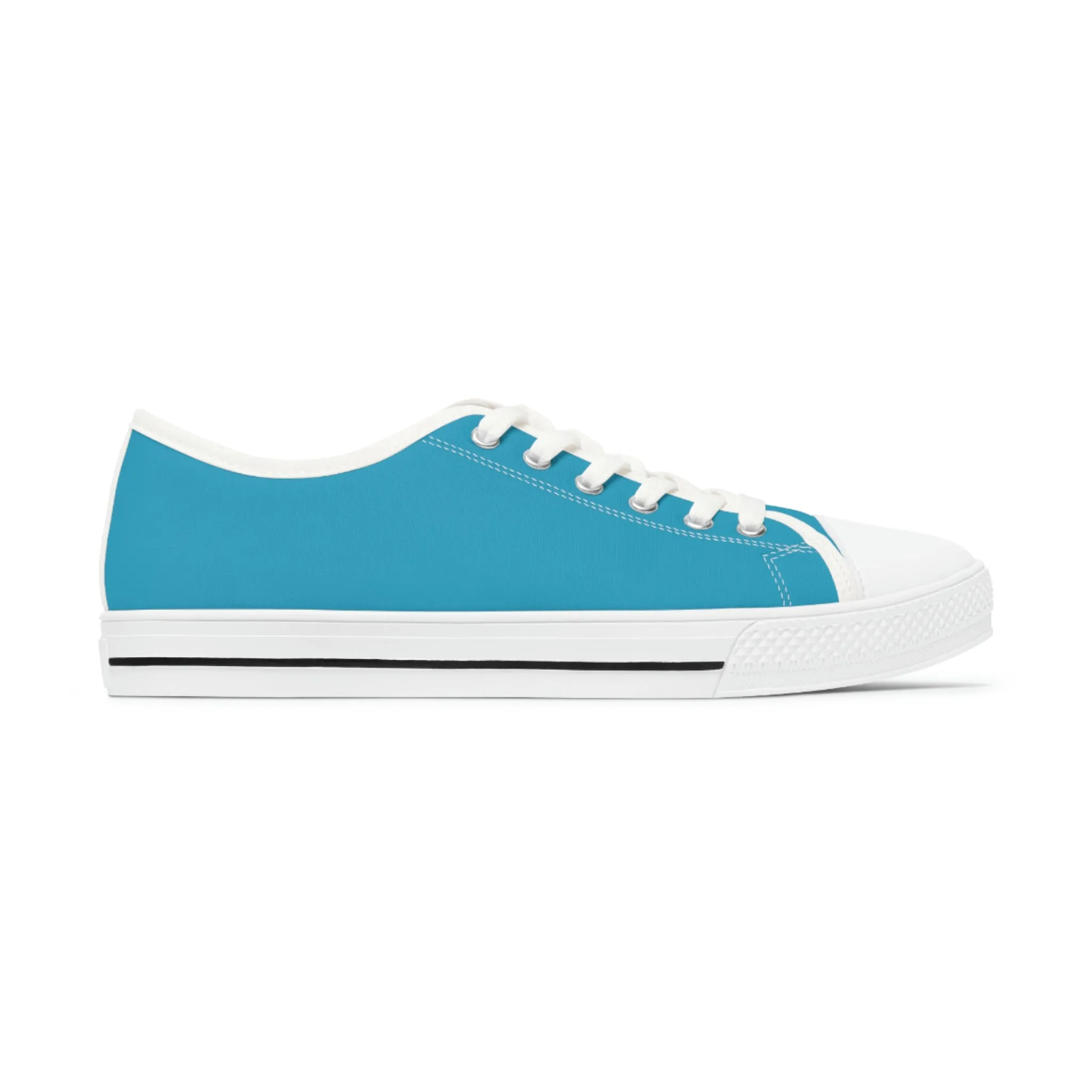 Turquoise Blue Color Ladies' Sneakers, Best Solid Blue Color Designer Women's Low Top Sneakers  (US Size: 5.5-12)