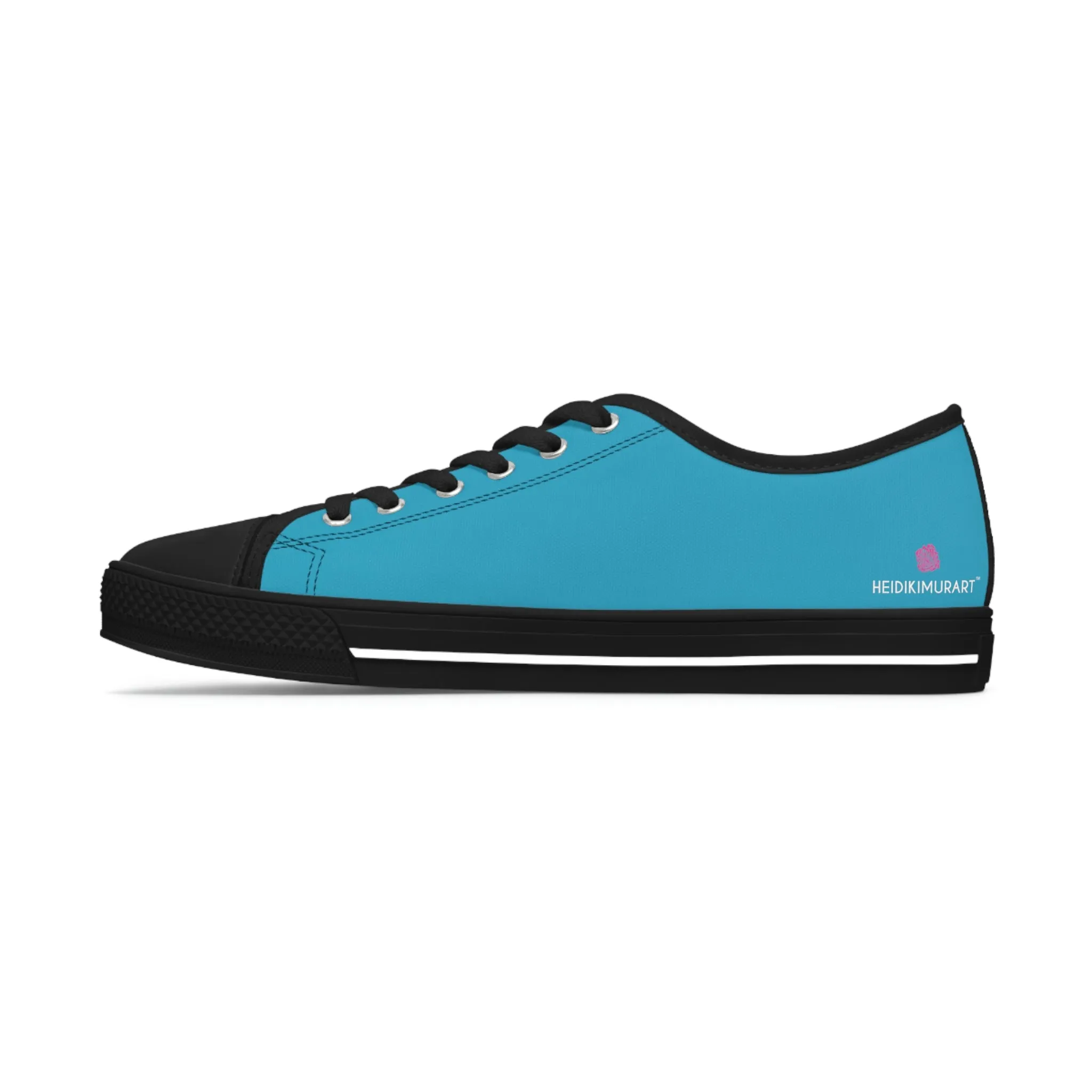 Turquoise Blue Color Ladies' Sneakers, Best Solid Blue Color Designer Women's Low Top Sneakers  (US Size: 5.5-12)